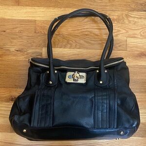 B. Makowsky Black Leather Shoulder Bag